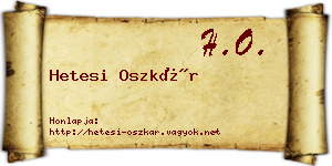 Hetesi Oszkár névjegykártya